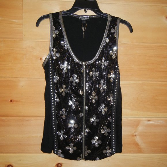 Platinum Plush Tank Top Size XL Black & Silver Front Zipper NWOT - Picture 3 of 10